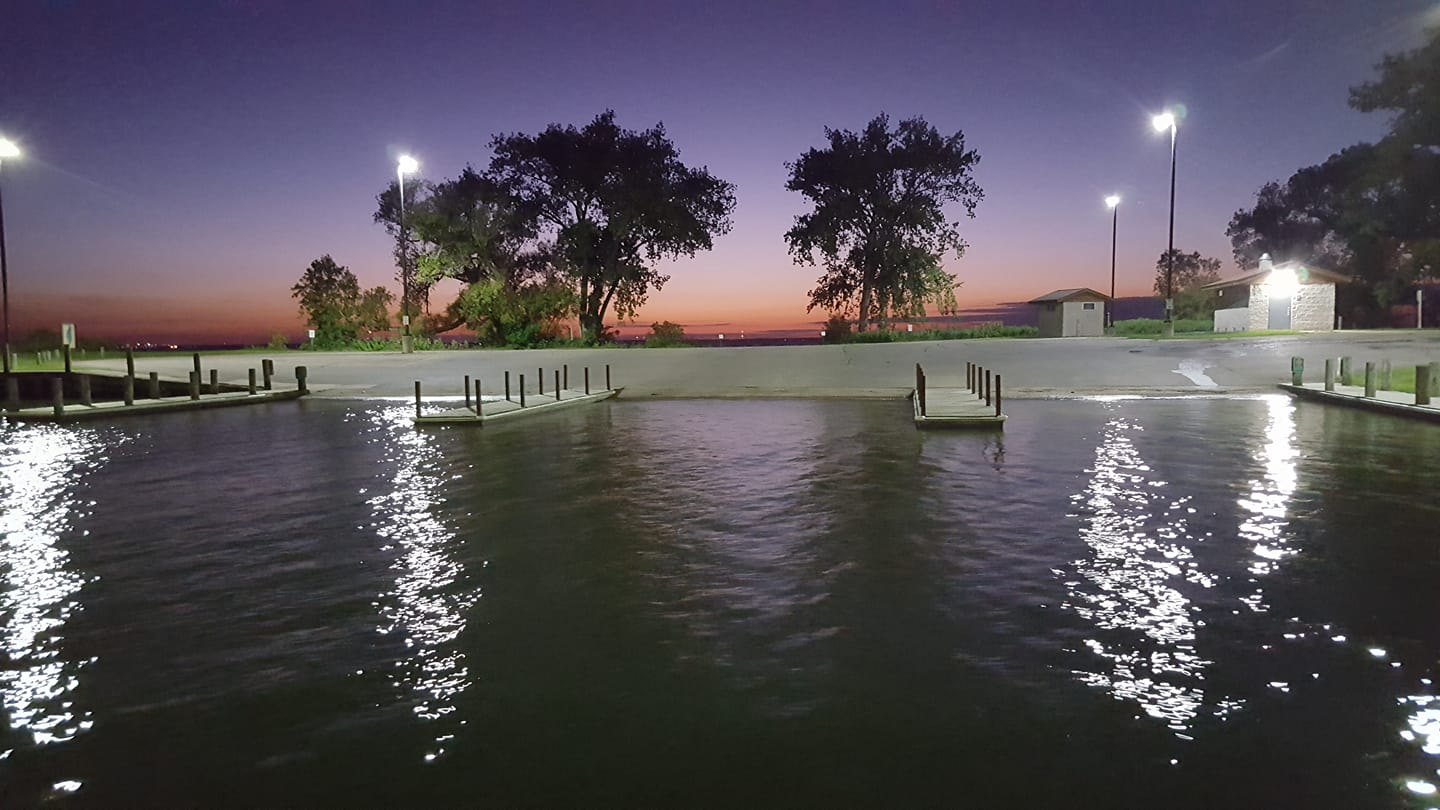 Early September sunset calumet county park harbor.