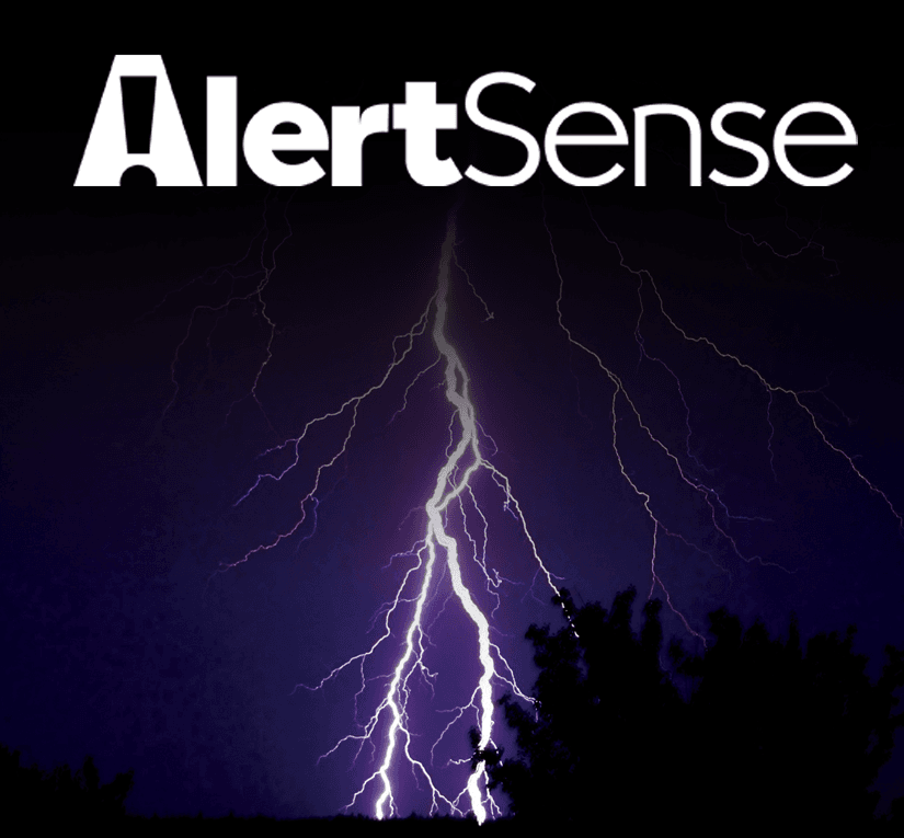 Photo of lighting and AlertSense Logo