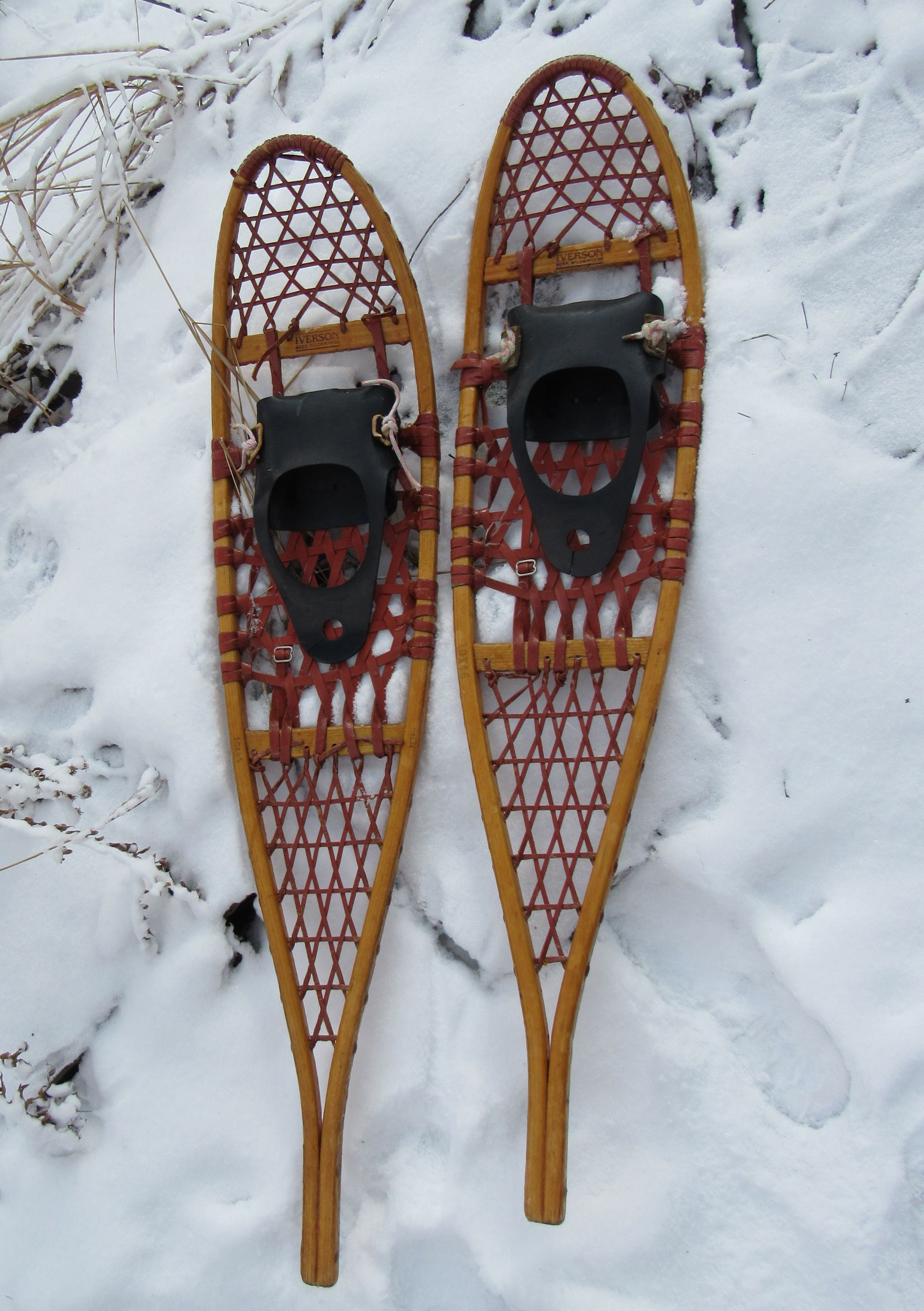 A pair of traditional snowshoes